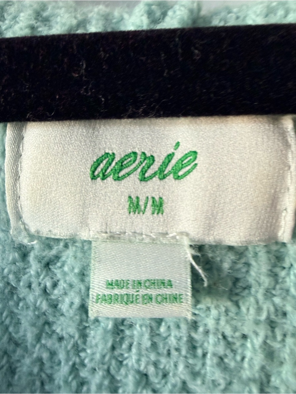 Aerie Cozy Waffle-Knit V-Neck Sweater - Seafoam Oversized Medium - Picture 2 of 5